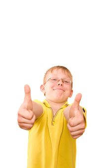 Smiling Teenager Show Thumb Up Sign On Two Hands Royalty Free Stock Photo Smiling Teenager Show Thumb Up Sign On Two Hands Royalty Free Stock Photo