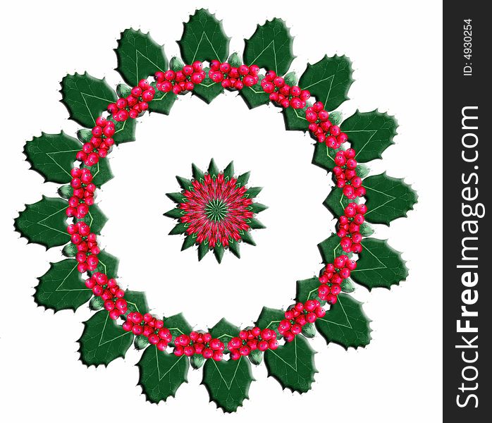 Original Holly wreath, and christmas star center