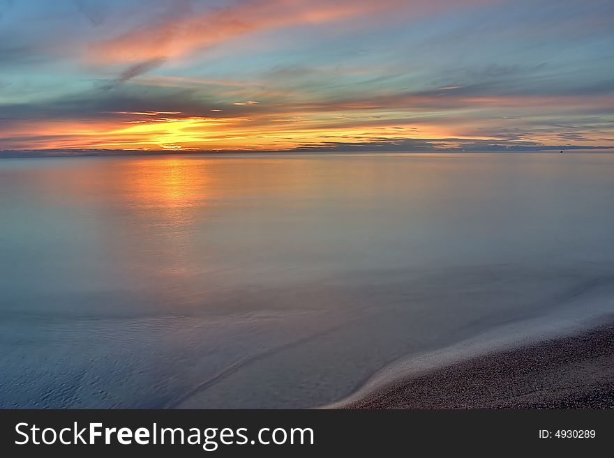 Summer landscape with sea sunset. Summer landscape with sea sunset