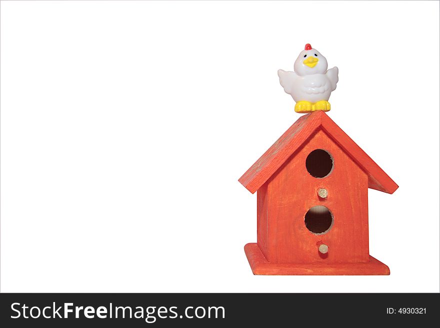 A little chick flying back to his homem with clipping path. A little chick flying back to his homem with clipping path