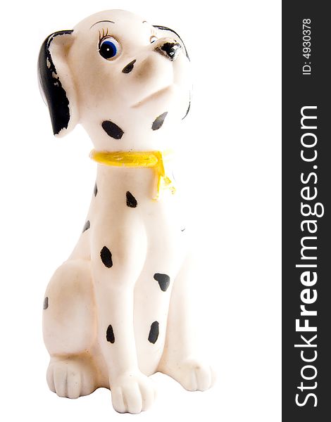 Single figure of the dalmatian dog toy macro close up