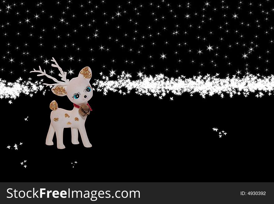 A small dear out on a christmas night with clipping path. A small dear out on a christmas night with clipping path