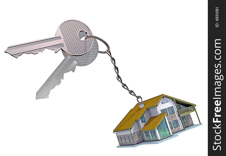 Keys for the house with a trinket. Image with clipping path. Keys for the house with a trinket. Image with clipping path.