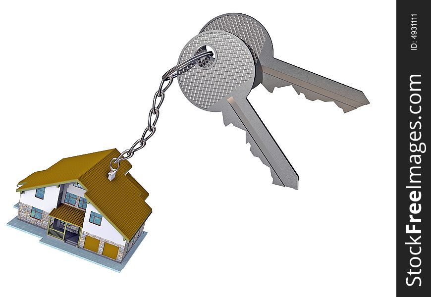 Keys for the house with a trinket. Image with clipping path. Keys for the house with a trinket. Image with clipping path.