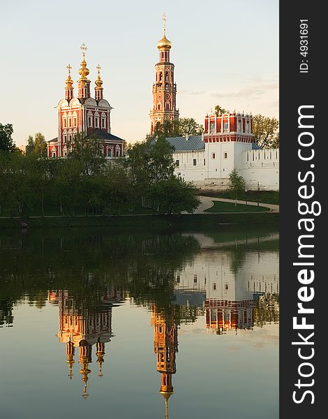 Novodevichy convent in the early morning (view from the lake). Novodevichy convent in the early morning (view from the lake)