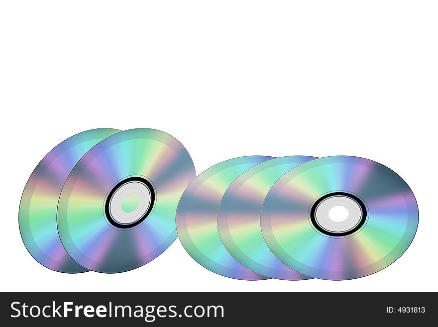 Illustration of CDs over white with copy space