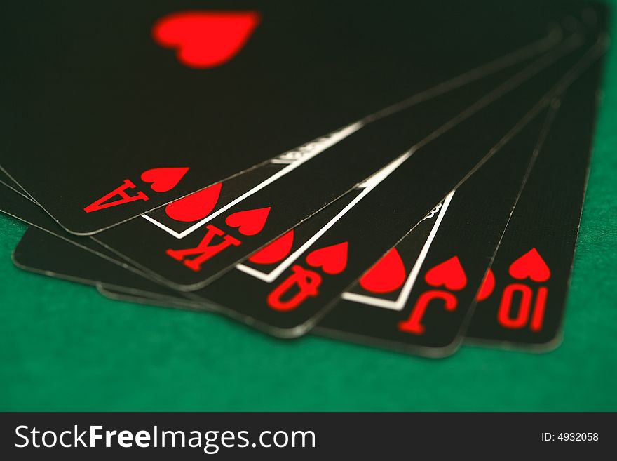 A game of poker on the basic green cloth. A game of poker on the basic green cloth.