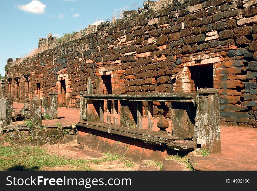 Part of factories and priests rooms of San Ignacio MinÃ­ jesuitics ruins in San Ignacio - Misiones - Argentina. Part of factories and priests rooms of San Ignacio MinÃ­ jesuitics ruins in San Ignacio - Misiones - Argentina