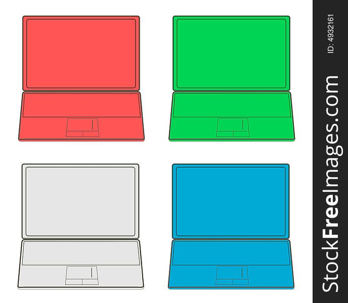 Simple handmade illustration of coloured notebooks.Notebooks in many colours:red, green, light blue, white.