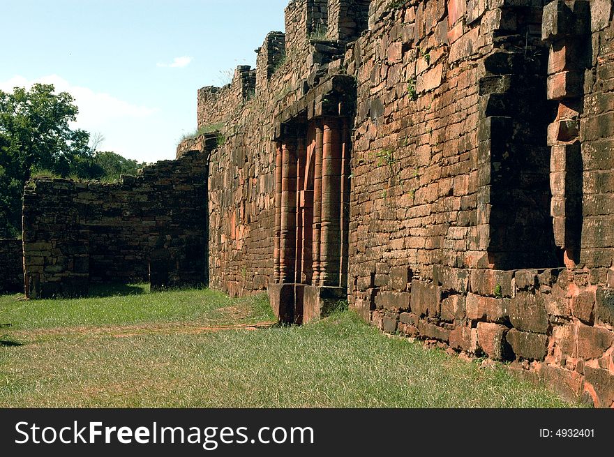 Side door of the church of San Ignacio MinÃ­ jesuitics ruins in San Ignacio - Misiones - Argentina. Side door of the church of San Ignacio MinÃ­ jesuitics ruins in San Ignacio - Misiones - Argentina