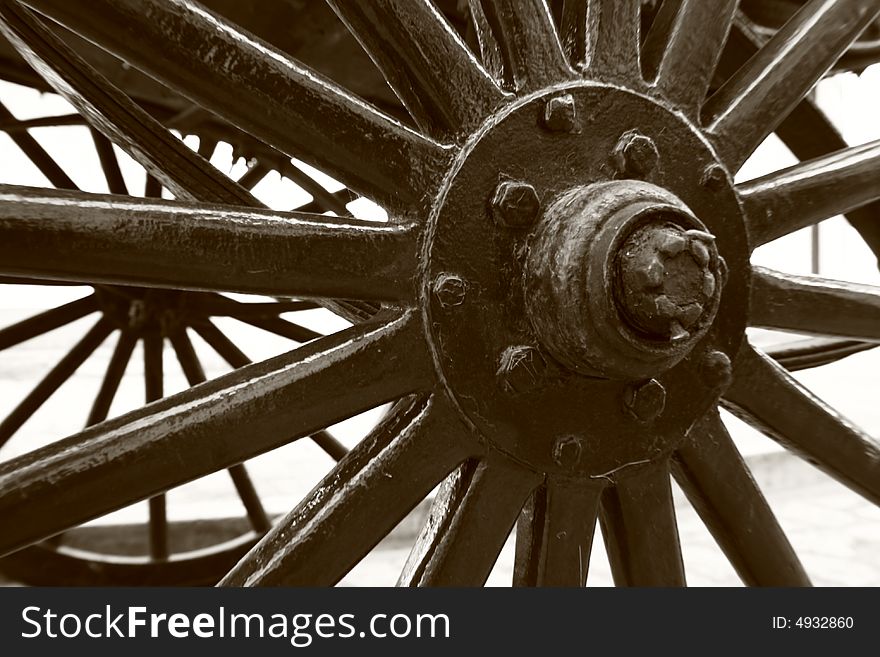 Spokes of wheels of a horse-drawn carriage in Vigan, Ilocos Sur, Philippines