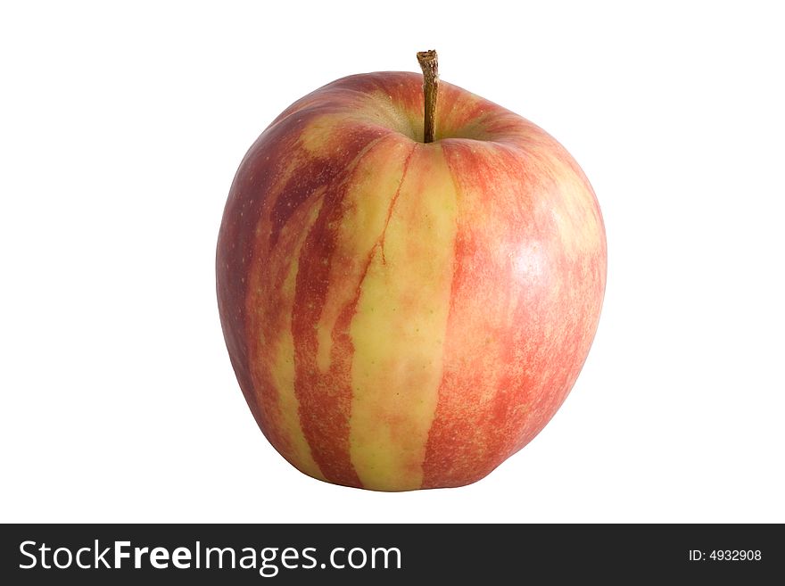 Isolation of fresh striped apple on white background
