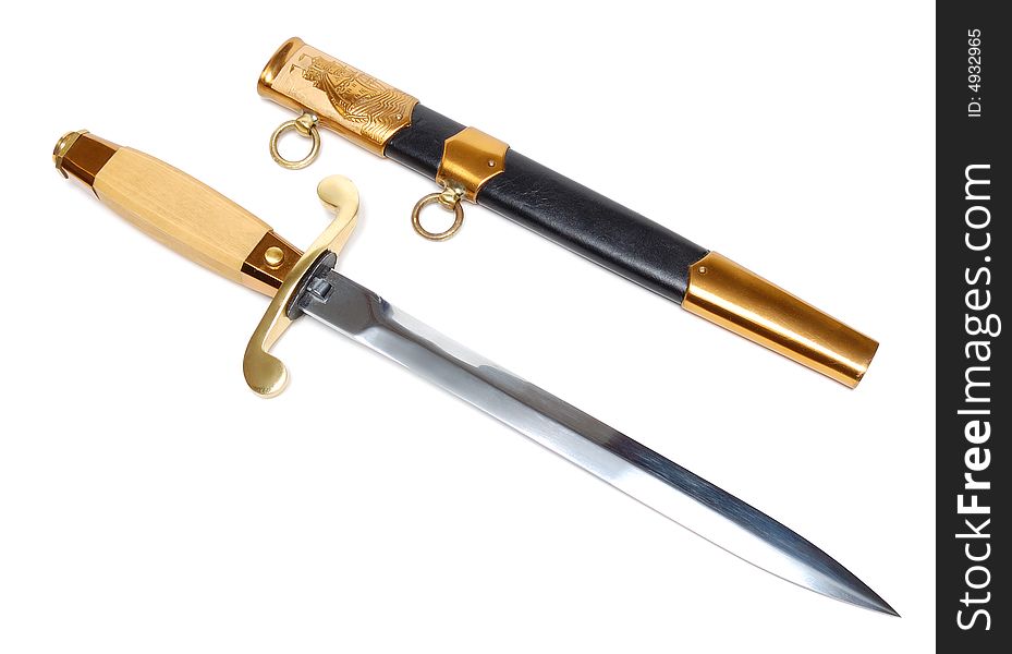 Dagger and sheath isolated over a white background