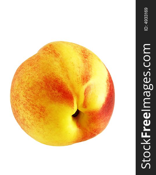 Close up shot of ripe fresh nectarine over white background