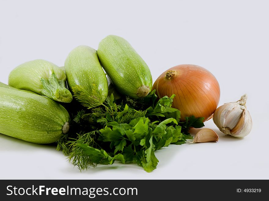 Zucchinis isolated on white background