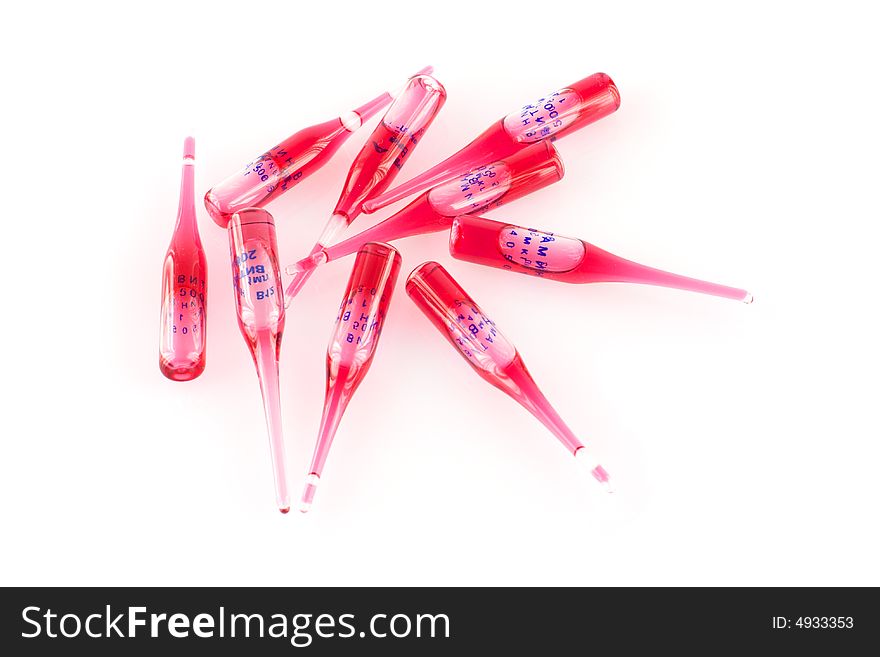 Ampoules With Red Liquid, Isolated