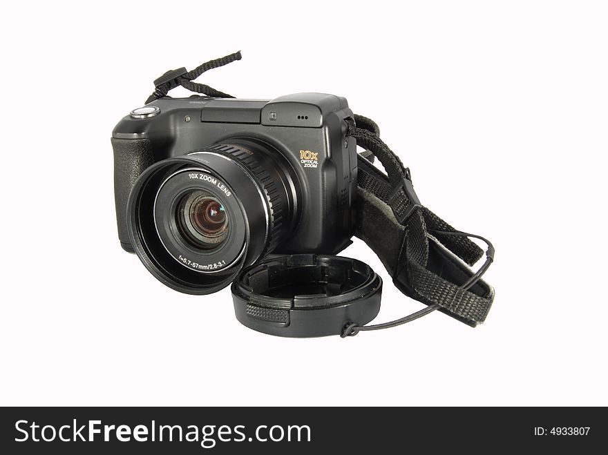 Digital camera with belt and cover. Digital camera with belt and cover.
