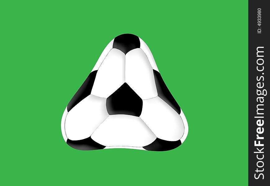 Triangular football on a green background