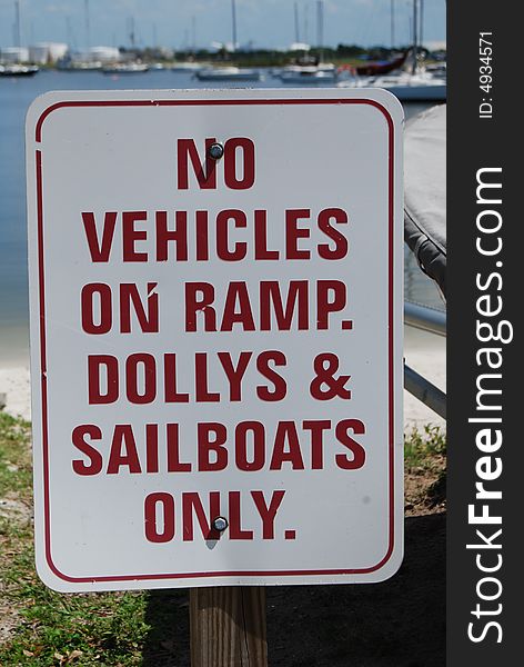 No vehicles on ramp sign