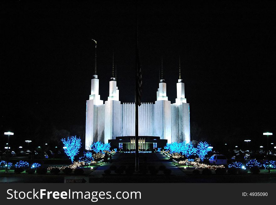 The festival of lights at the Mormon Temple in Kensington, Maryland