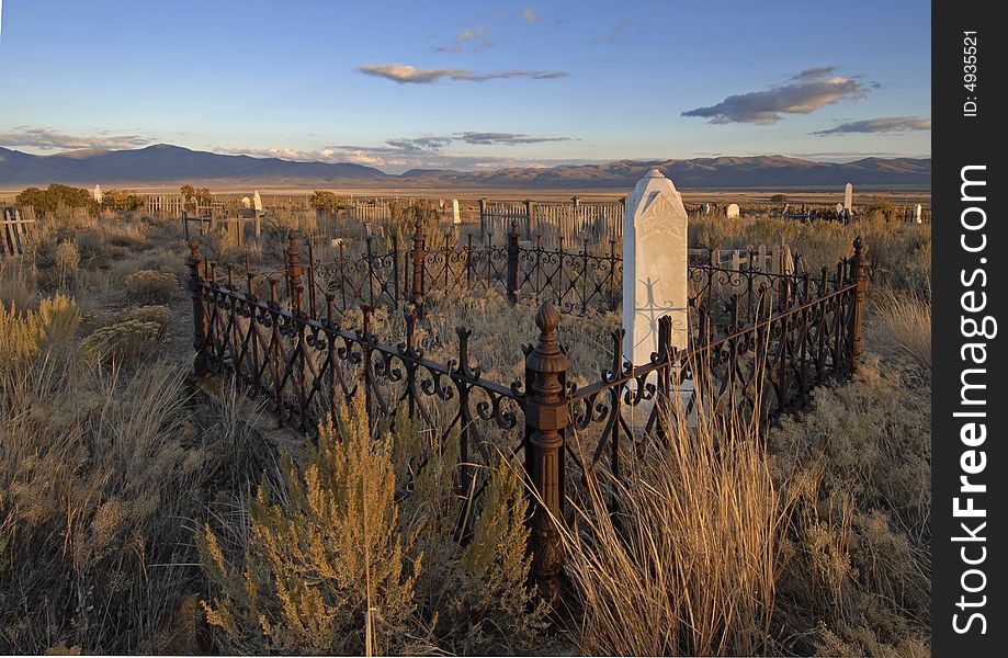 Pioneer graveyard in nameless ghost town in Nevada. Pioneer graveyard in nameless ghost town in Nevada