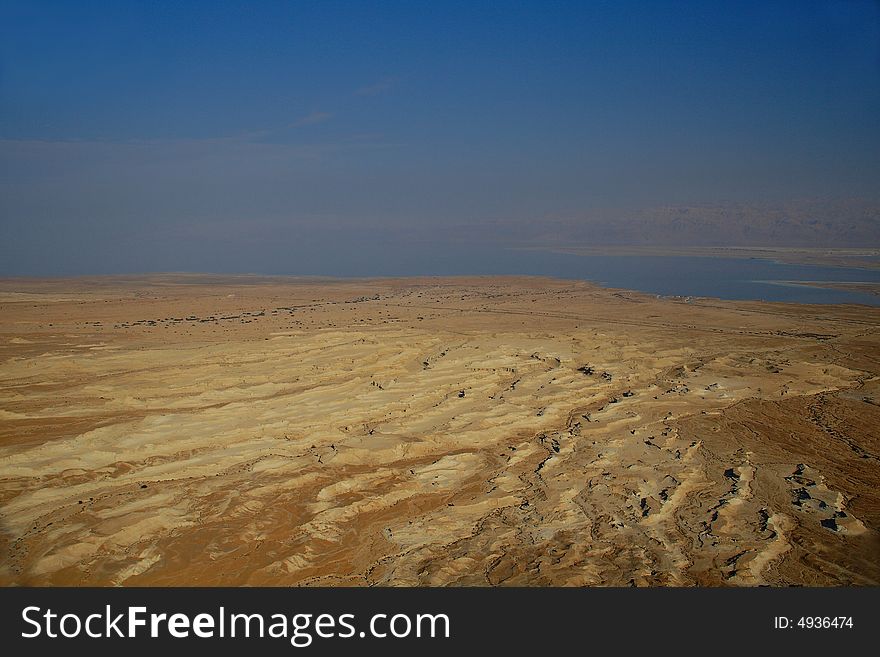 View of Dead sea from Masada fortress.