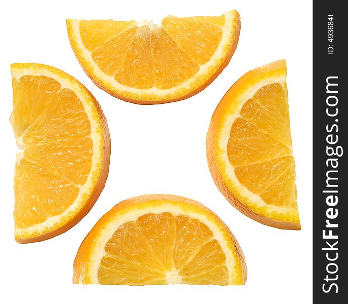 Slices of orange over white