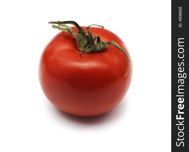 Ripe tomato over white background