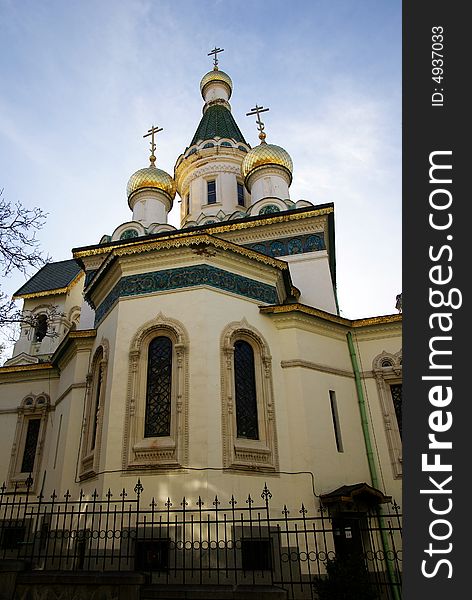 Sacred Nikolay's temple in Sofia in the spring morning