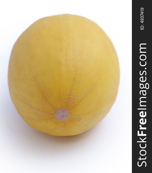 Big yellow melon, fresh and tasty, on white background. Big yellow melon, fresh and tasty, on white background