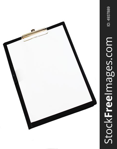 Black clipboard with white blank paper