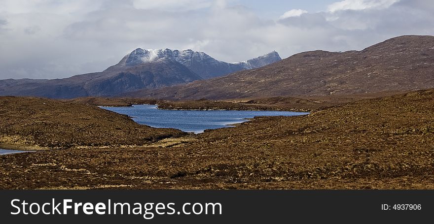 Loch Assynt With Ben More In The Background, ,Highlands,Scotland,Uk.