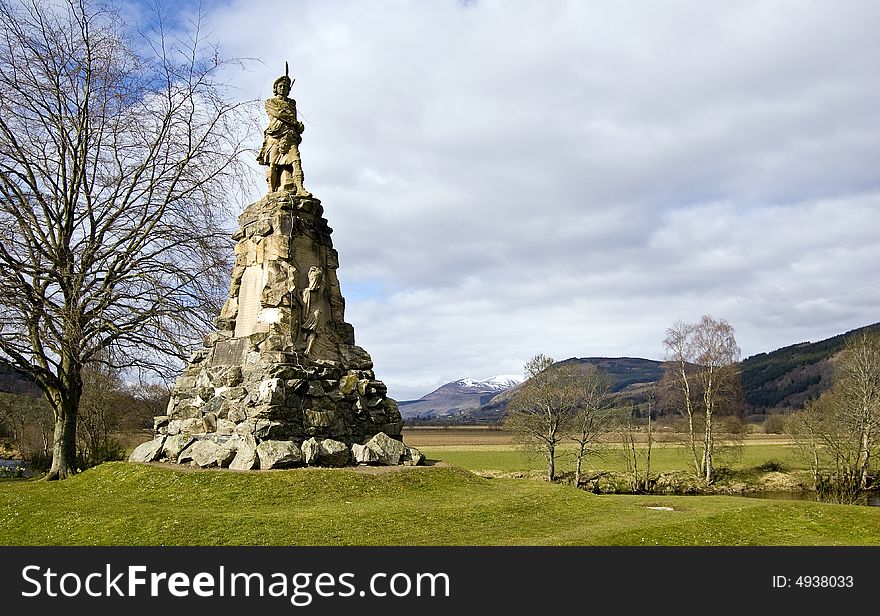 General Wade monument, near Aberfieldy, Scotland, UK. A network of military roads, sometimes called General Wade&#x27;s Military. General Wade monument, near Aberfeldy, Perth and Kinross Scotland, UK. General Wade built many of the roads and Bridges in Scotland. When there where on roads in Scotland only cart tracks. He built them so he could move them around Scotland, Roads, was constructed in the Scottish Highlands during the middle part of the 18th century as part of an attempt by the British Government to bring order to a part of the country which had risen up in the Jacobite rebellion of 1715. The roads were constructed to link the Central Lowlands with a series of fortified barracks located strategically across the Highlands. Their purpose much like the network of roads constructed by the Romans more than 1,500 years earlier was to suppress and exert control over the local population. The engineered roads of the Roman period did not extend into the Highlands, which was where these later roads were constructed. The first four of these roads were constructed in the 1720s and 1730s under the direction of General George Wade &#x28;an Anglo-Irishman&#x29; and are commonly referred to as General Wadeâ€™s Military Roads or simply as Wadeâ€™s Roads. The network was subsequently expanded considerably under the direction of Major William Caulfeild though his name is now largely forgotten and each of the roads that he had put in place is referred to, on Ordnance Survey mapping for