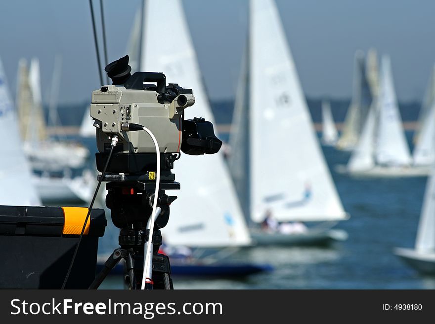 Sports camera recording the boat racing