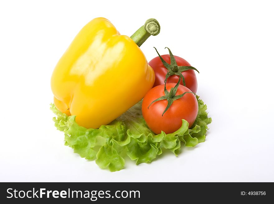 Vegetables on green salad