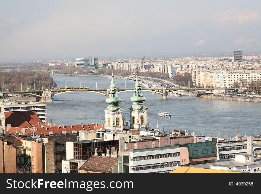 Panorama Budapest from a palace of king Matiasha. Panorama Budapest from a palace of king Matiasha