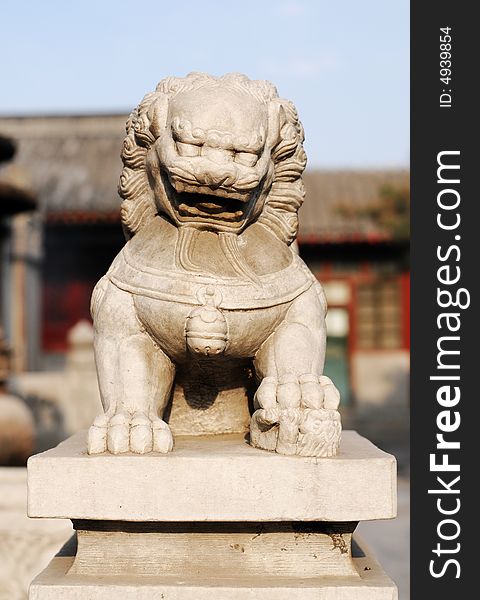 Chinese style stone carving of lion