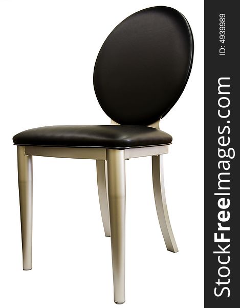 Metal and Black Leather Dining Room Chair