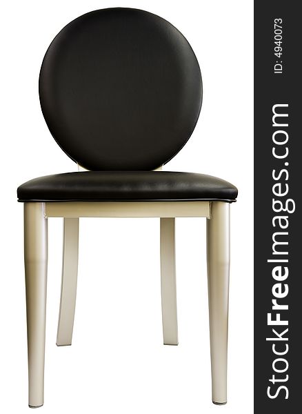 Contemporary Metal and Black Leather Dining Room Side Chair. Contemporary Metal and Black Leather Dining Room Side Chair