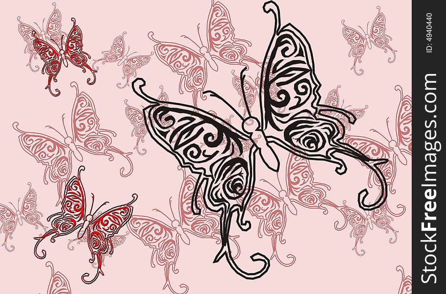 Style butterfly background, illustration,pattern