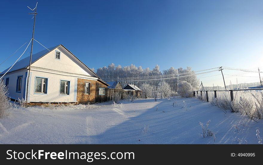 Winter dacha house russian snow life village