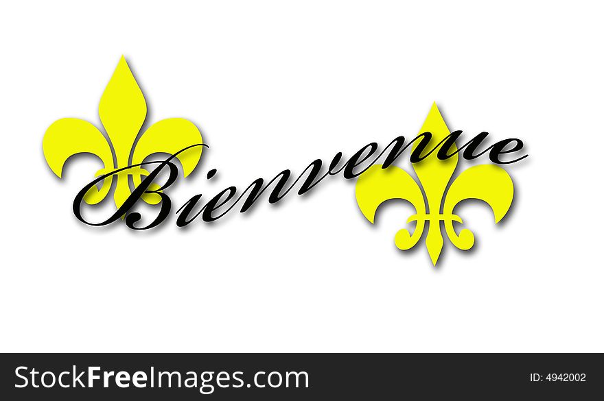 Bienvenue Logo in wave formate with 2 Fleur-de-lis emblems