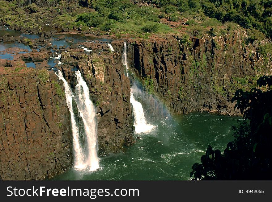 Argentinian Falls and Iguazu river. Argentinian Falls and Iguazu river