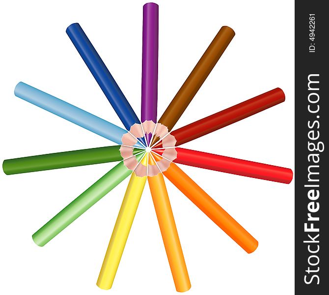 Crayons Circle - colored crayon as vector illustration