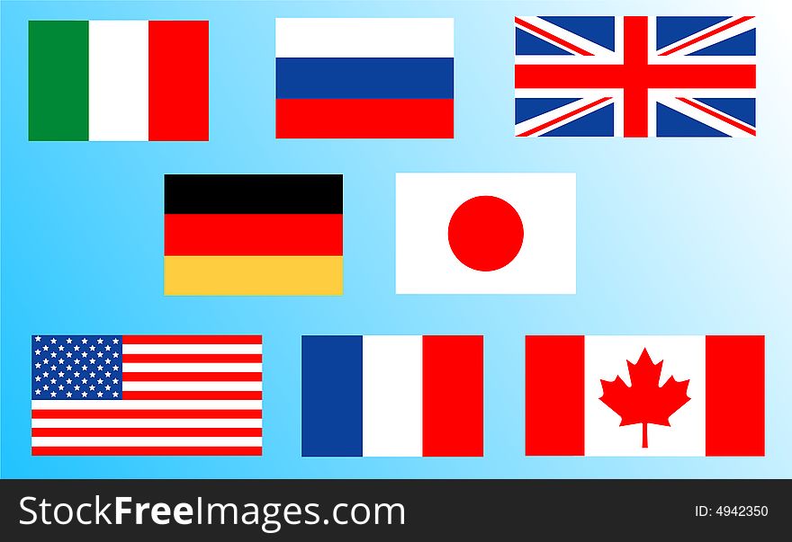 Flags of the countries of the Big 8. Flags of the countries of the Big 8