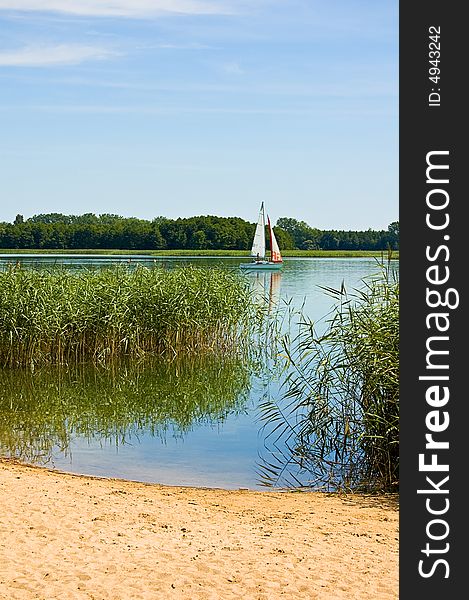 Yacht on the lake in east Poland