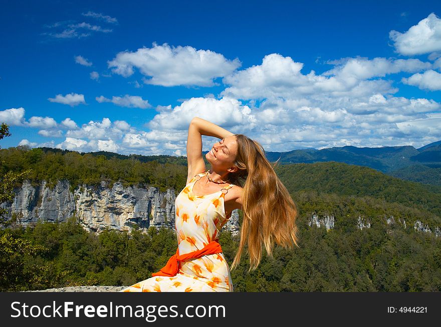 Woman enjoing life with beautiful background. Woman enjoing life with beautiful background