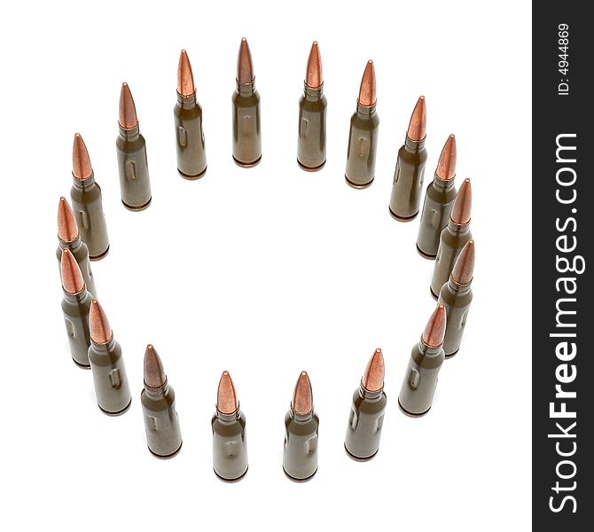 Bullets isolated over a white background