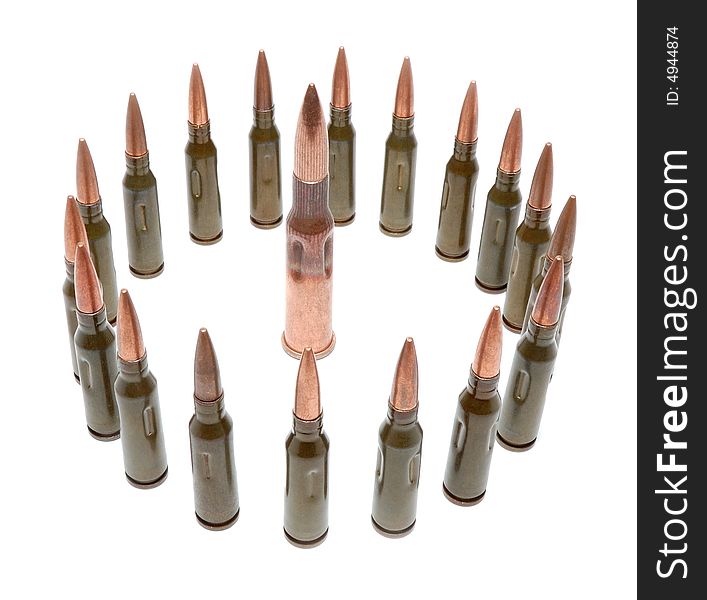 Bullets isolated over a white background