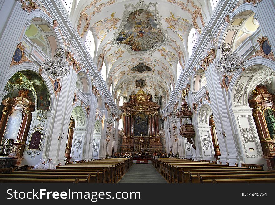 Lucerne. Church of jesuits. Interior.